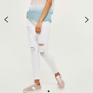NWT Topshop White Super Rip Jamie Jeans size 34x30